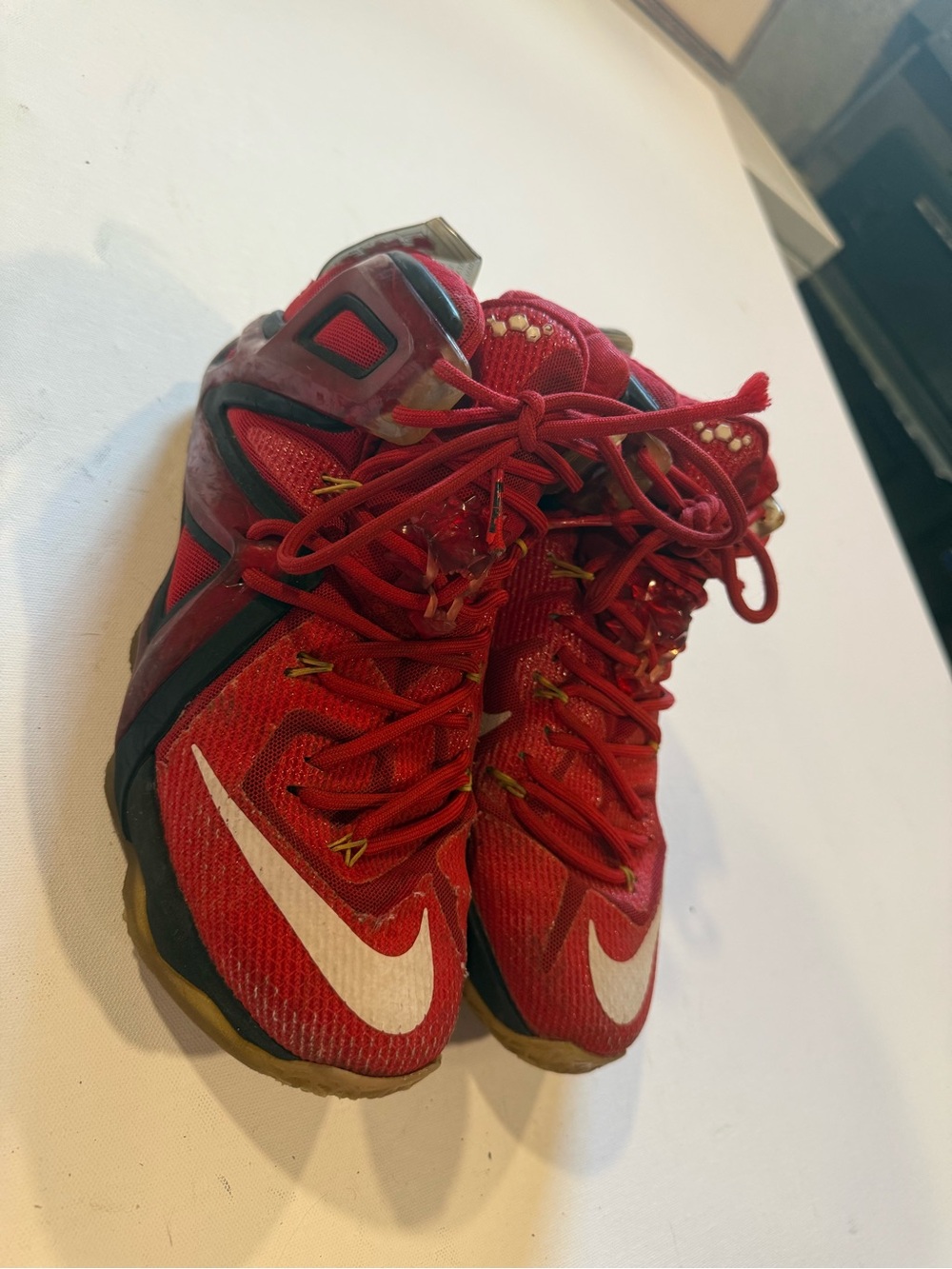 Nike Red Athletic Basketball Shoes with White Swoosh